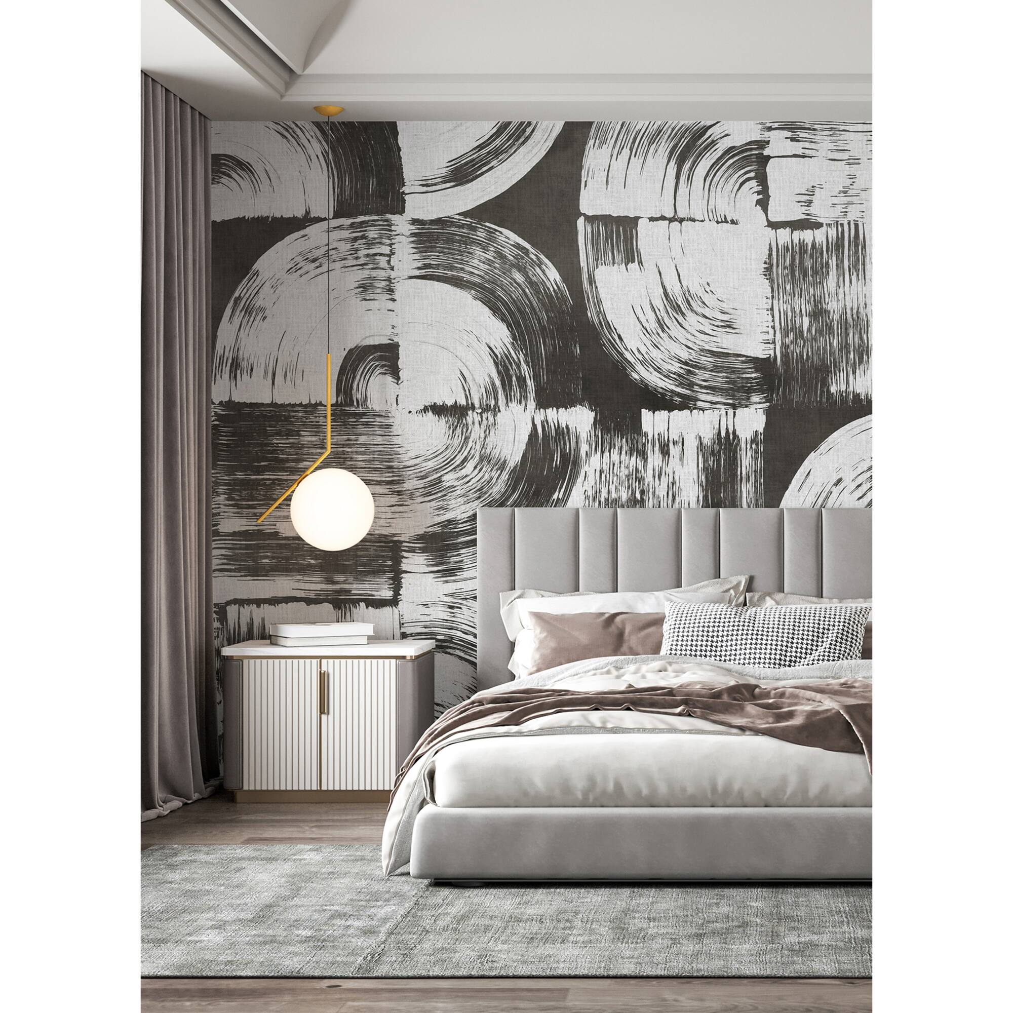Katie Hunt Charcoal Gray Brushstrokes Wall Mural